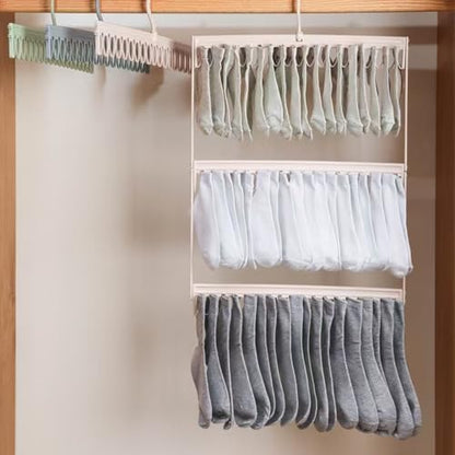 Socks Drying Racks Hanger Socks Organizer Hook Hanger with 54 Clips, Clothes Drying Racks Windproof for Drying Socks Bras Underwears Baby Clothes, Hats Scarfs Towels Pants and Gloves Diaper (Pink) - color: Pink