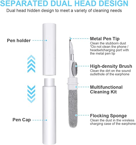 AOMIG Airpod Cleaner Kit, 3 in 1 Earbuds Cleaning kit,Phone Cleaner kit with Soft Brush for Wireless Earphones Bluetooth Headphones Charging Box Accessories, Computer, Keyboard, Camera（White）