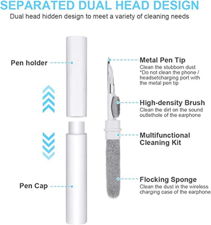 AOMIG Airpod Cleaner Kit, 3 in 1 Earbuds Cleaning kit,Phone Cleaner kit with Soft Brush for Wireless Earphones Bluetooth Headphones Charging Box Accessories, Computer, Keyboard, Camera（White）