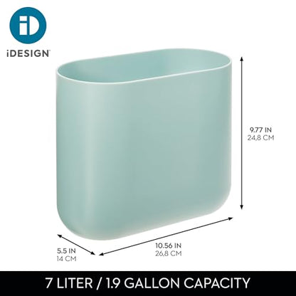 iDesign Small Slim Plastic Bathroom Trash Can, Blue - color: Soft Aqua, style: Pack of 1