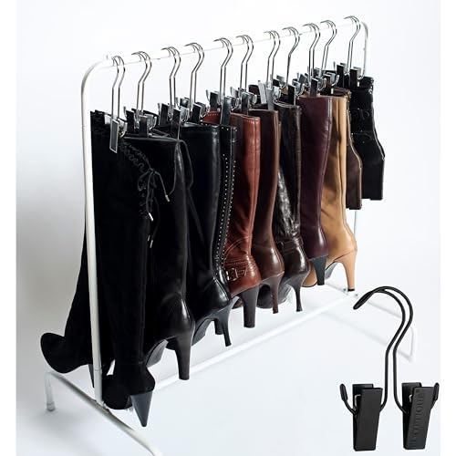 Boottique Boot Organizer: The Boot Rack- Hangs, Holds, Shapes, & Protects every size and style of Boots (Boot Rack with 6 Boot Hangers- Black Hangers) - color: Boot Rack with 6 Boot Hangers- Black Hangers