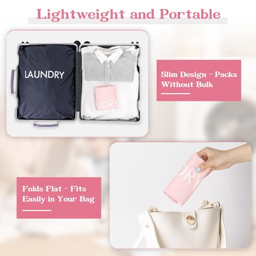 120L Travel Laundry Bag with Shoulder Handles, Dirty Clothes Storage Bag - color: Pink