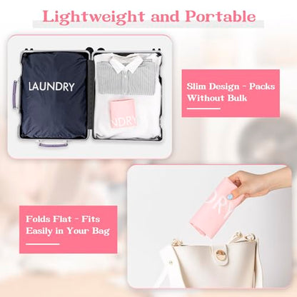 120L Travel Laundry Bag with Shoulder Handles, Dirty Clothes Storage Bag - color: Pink