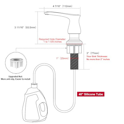 GAGALIFE Kitchen Sink Soap Dispenser Brushed Nickel, G0086BN-G - color: Brushed Nickel, size: with Hose