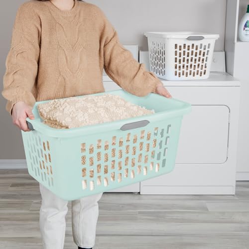 Sterilite Rectangular Laundry Basket, Plastic Clothes Hamper, 6-Pack - color: 2.0 Bushel - Mint, size: 6 Pack