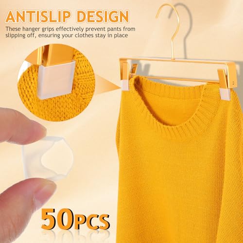 Toyvian Non-Slip Hanger Grips, 50pcs Silicone Clothes Hanger Shoulder Strips Clear Anti-Slip Rubber Clips for Clothes Pants and Dresses Protective Accessories for Home Retail Use - color: Transparent