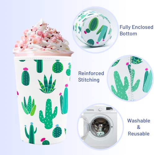 Iced Coffee Sleeve Reusable Neoprene Cup Sleeves, Cactus - color: Cactus