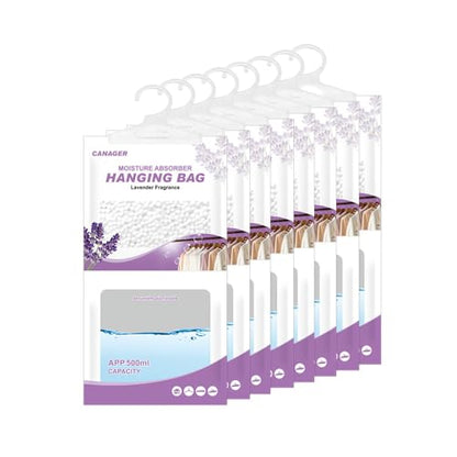 CANAGER Hanging Moisture Absorber, Lavender Vanilla Moistureproof Hanging Bag, Dehumidifier Bag (8 packs), Moisture Absorb 12.5 oz. - color: Dark Purple