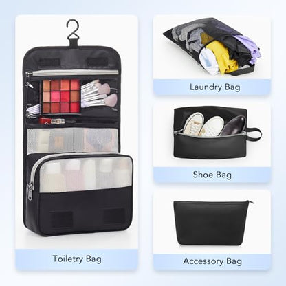 OlarHike 8 Set Compression Packing Cubes for Travel Essentials,Compressible Expandable Space Saver Bags for Organizing Clothes,Luggage Suitcase Garment Bags with Over 1000 pcs Mesh Holes(Black) - color: Black