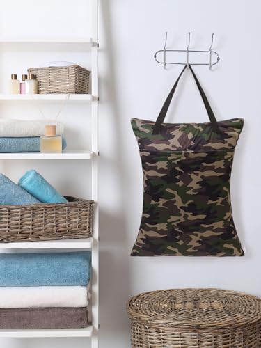 ALVABABY Large Wet Dry Bag Waterproof Hanging Cloth Diaper with Double Zippered Pockets 25x18 inches Laundry Bag HL-LW28 - color: Camouflage