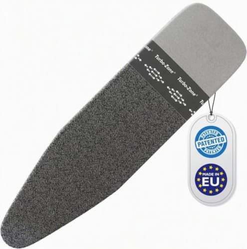 Bartnelli Ironing Board Cover and Pad, Made in Europe with New Patent Technology | 54x15 Iron Board Replacement Cover Featuring Park & Turbo Zone, Scorch Resistant 100% Cotton Thick Layered Top - color: Denim Black