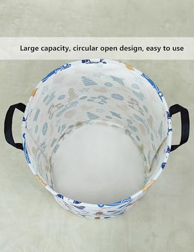 QUEENLALA Large Foldable Round Storage Basket Laundry Hamper, Colorful Bear - color: Round-Colorful Bear