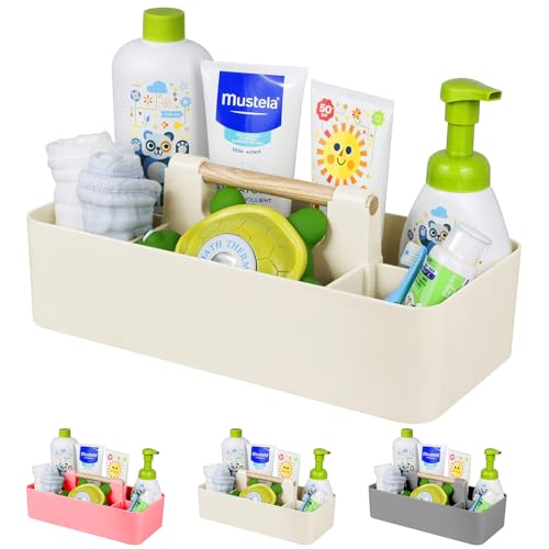 Baby Shower Caddy Plastic Nursery Portable Storage Organizer Beige - color: Beige