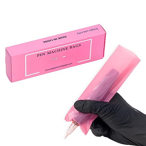 EZ Tattoo Machine Covers - 200pcs (2 inch X 6.6 inch) Disposable Tattoo Pen Machine Bags Cartridge Machine Sleeves for Wireless Battery Tattoo Pen Machine (Pink) - color: Pink (2inch X 6.4inch)