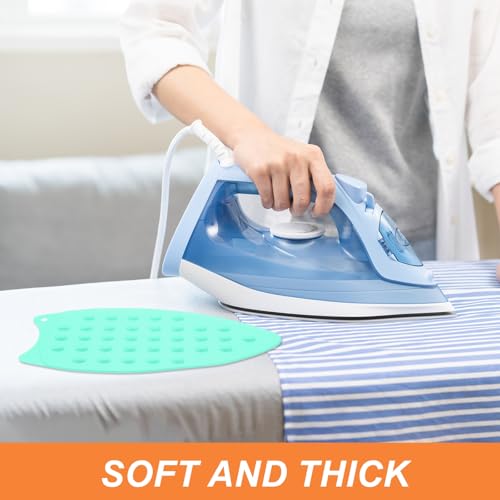 PATIKIL Silicone Iron Rest Pad, Multipurpose Hot Heat Resistant Iron Rest Plate Protective Pad for Ironing Board Hot Resistant Steamer Steam Compact Mat, Lake Blue - color: Lake Blue
