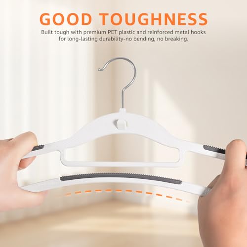 Yolife Cascading Plastic Clothes Hangers 10 Pack with Inner Hook for Vertical Storage, Slim Space Saving Hangers with Non-Slip Pads, 360° Swivel Metal Hook, Versatile, White & Gray - color: White & Gray