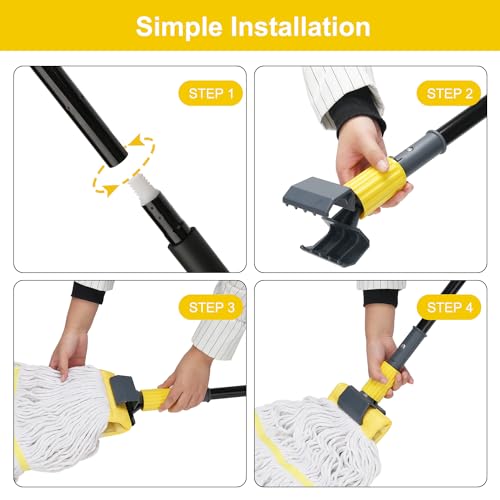 KeFanta Metal Mop Handle Commercial Heavy Duty,58" Industrial Mop Stick - color: Yellow