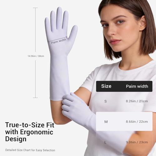 ThxToms 2 Pair Nitrile Dishwashing Cleaning Gloves,with Cotton Flocked Liner,Skin-Friendly & Anti-Slip Design,Y&P - size: Small