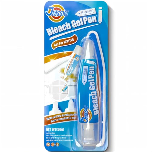 Bleach Pen for Clothes & Grout, 4 in 1 Dual-Tip Stain Remover Gel Pen with Precision Tip & Brush Head, Portable Travel-Size for White Laundry, Bathroom Tile Lines, Mold & Mildew, Clothing DIY, Lemon - size: 1.76 Fl Oz (Pack of 1)