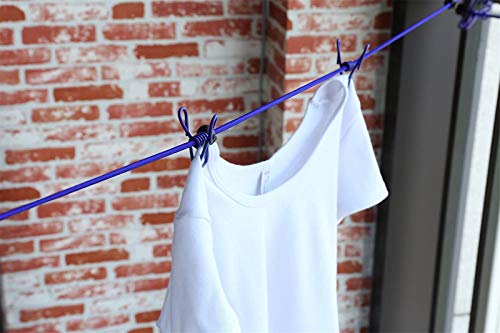 11ft Blue Windproof Clothesline with 12 Clips, Adjustable for Home, Travel & Outdoor Use