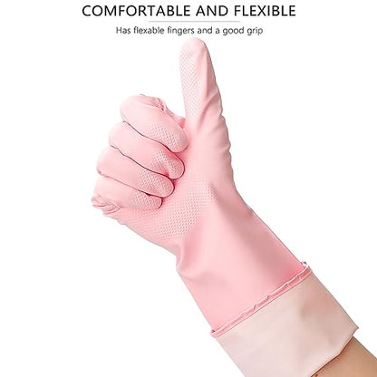Latex Free Nitrile Cleaning Gloves, Large, 3 Pairs - color: Green+pink+red, size: Large