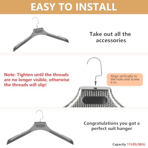 DEDU Suit Hangers for Men 20 Pack, Sweater Hangers No Shoulder Bump Non Slip Width 17.7", Plastic Clothes Hangers Silver Gray with Metal Hook - color: Silver Gray-20
