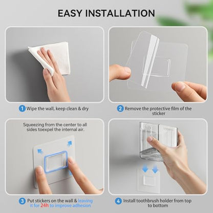 3 Slots Detachable Toothbrush Holders Wall Mounted for Bathrooms - color: Clear