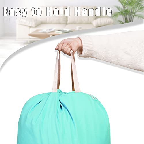 Sanlykate Large Canvas Cotton Laundry Bag with Drawstring & Handles, Heavy Duty Durable Dirty Clothes Organizer, Tear Resistant Hamper Liner Storage Bag, Travel Sack, 25.5 x 34inch - Lake Blue - color: Lake Blue