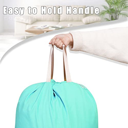 Sanlykate Large Canvas Cotton Laundry Bag with Drawstring & Handles, Heavy Duty Durable Dirty Clothes Organizer, Tear Resistant Hamper Liner Storage Bag, Travel Sack, 25.5 x 34inch - Lake Blue - color: Lake Blue