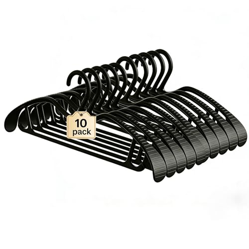 Short Neck Coat Hanger Wide Shoulder Hangers Black