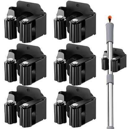 6PCS Magnetic Broom Holder Heavy Duty, Wall Mounted Mop Broom Holder Rack