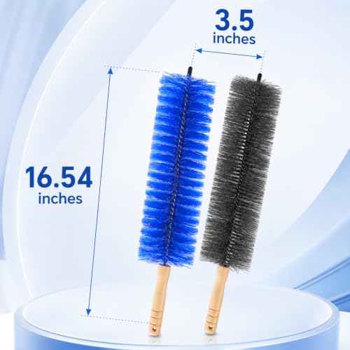 2PC Fan Cleaning Brush, Microfiber Duster Ideal for Electric and Blind, Reusable Fan Cleaner Brush Dust Remover, Non-disassembly Cleaning (Gray + Blue)