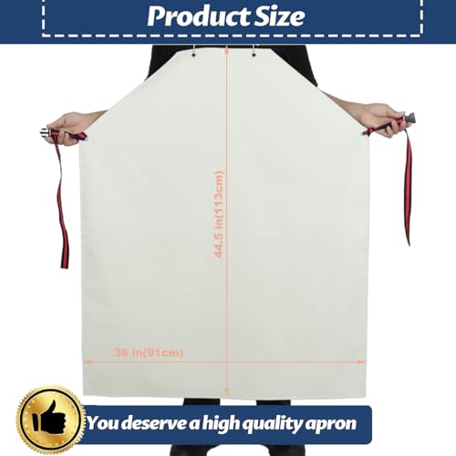 Thick Rubber Apron, Chemical Oil Resistant Aprons (White,1pack) - color: Thick White