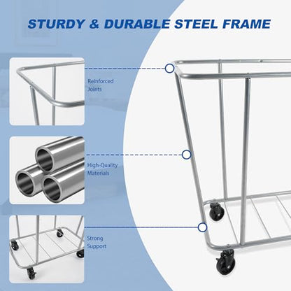 PLKOW 320L Rolling Laundry Cart with Wheels, Grey - color: Grey-320L