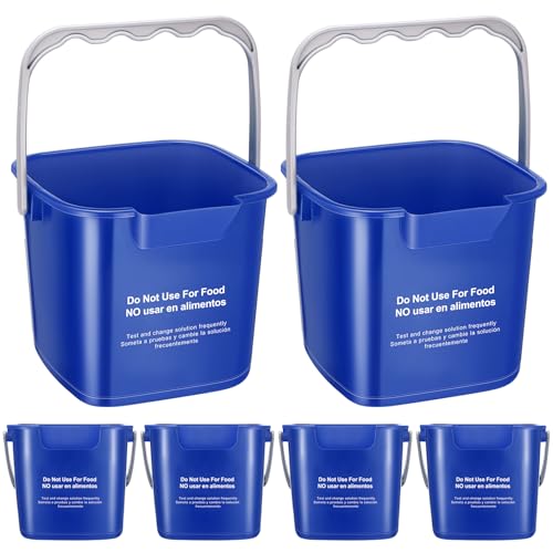 Roshtia 6 Pcs 6 Quart Cleaning Sanitizer Buckets Square Pails, Blue - color: Blue
