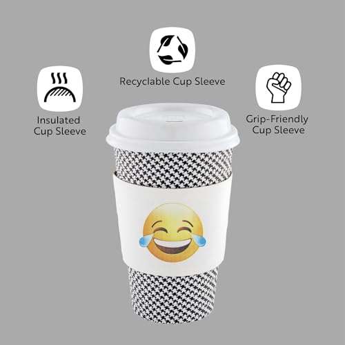 Restaurantware White Paper Crying Laughing Emoji Coffee Cup Sleeve, 50 Pack - color: White, size: Crying Laughing