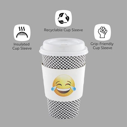 Restaurantware White Paper Crying Laughing Emoji Coffee Cup Sleeve, 50 Pack - color: White, size: Crying Laughing