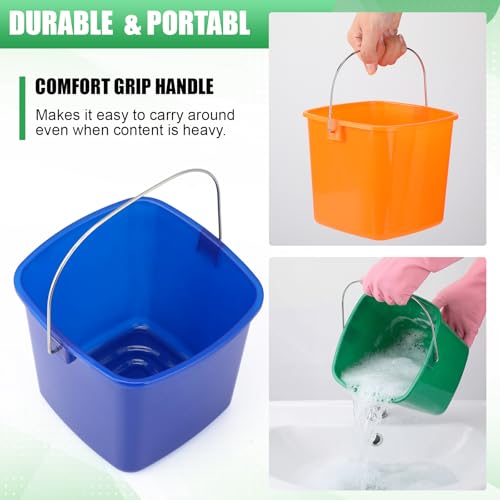 Zhehao 6 Pcs 3 Quart Small Sanitizer Cleaning Bucket, Orange, Green, Blue - color: Orange, Green, Blue
