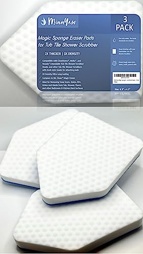 Melamine Eraser Refill Pads for Extendable Tile Scrubber, 3 Pack - style: Magic Sponge Erasers Fit Tub Tile Shower Scrubber