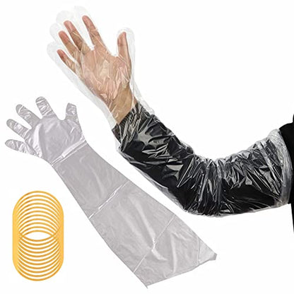 50pcs Long Disposable Gloves, Extra Long Full Arm 34inch - Veterinary Insemination Rectal Gloves for Field Dressing, Gutting Deer, Gardening, Painting