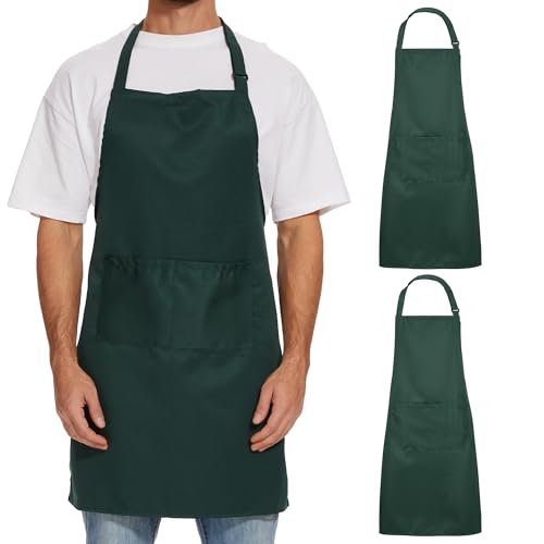 Will Well Kitchen 2 Pack Bib Apron For Men & Women with 2 Pockets - Green - color: 02 - Green, size: 2 Pack