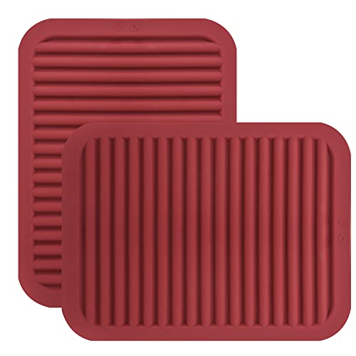 Trivets for Hot Dishes Pots and Pans, Hot Pads for Kitchen Counter, Versatile & Durable Heat Resistant Silicone Trivets, Multi-Purpose Trivet Mats, Red Silicone Pad Mats 2 Pack - color: A06: Rectangular-melort Red