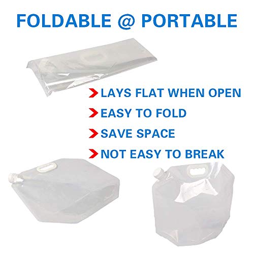 Soddeph Collapsible Water Container Bag, BPA Free Food Grade Clear Plastic Storage Jug for Sport Camping Riding Mountaineer,Freezable, Food Grade (4-pack-1.3 Gal) - style: 4-pack-1.3 Gal