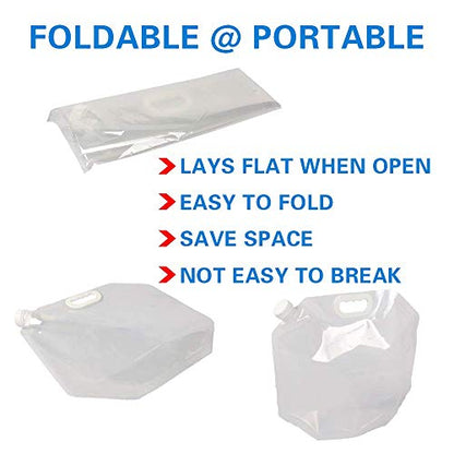 Soddeph Collapsible Water Container Bag, BPA Free Food Grade Clear Plastic Storage Jug for Sport Camping Riding Mountaineer,Freezable, Food Grade (4-pack-1.3 Gal) - style: 4-pack-1.3 Gal