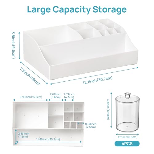 Vtopmart 5 PCS Bathroom Countertop Organizer Sets, White - color: White