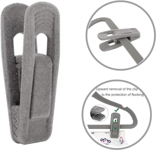 Tinfol Gray Velvet Hanger Clips, 80 Pack Pants Velvet Clips, Large Opening Clothes Pin Hanger Clip, Strong Finger Flocked Clip Perfect for Slim-line Clothes Velvet Hangers - color: Gray, size: 80PC