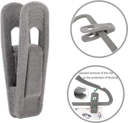 Tinfol Gray Velvet Hanger Clips, 80 Pack Pants Velvet Clips, Large Opening Clothes Pin Hanger Clip, Strong Finger Flocked Clip Perfect for Slim-line Clothes Velvet Hangers - color: Gray, size: 80PC