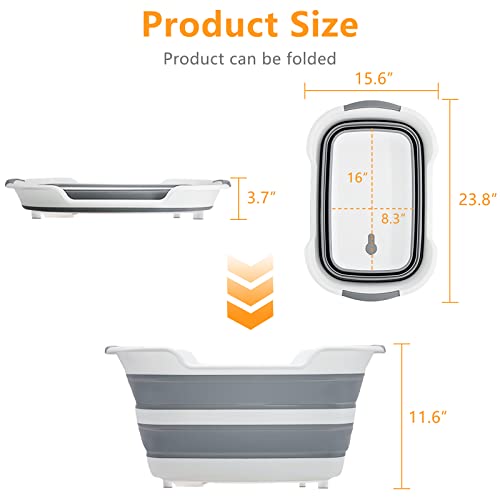 Goderewild 7.1 Gal/27L Multipurpose Collapsible Pet Bathtub Upgraded with Drainage Hole and Pet Hair Collector for Bathing/Shower, Portable Laundry Basket-Foldable Bathing Tub-Storage Organizer. - color: Grey-hair collector
