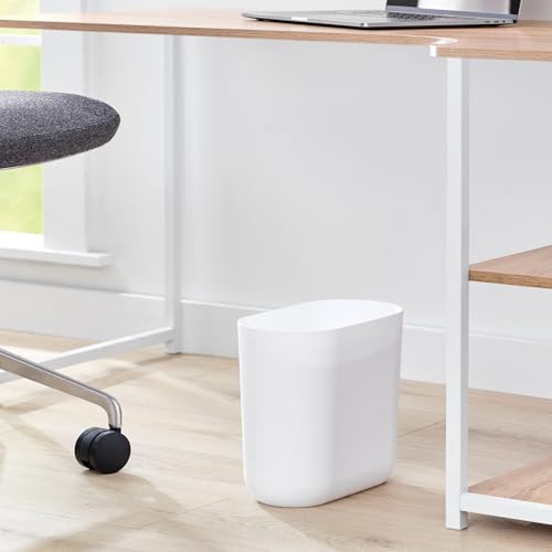 iDesign Small Slim Plastic Bathroom Trash Can, White - color: White, style: Pack of 1