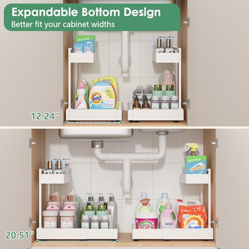 REALINN L-Shaped Under Sink Organizer with 6-Level Height Adjustment - color: White, size: 1 Pack